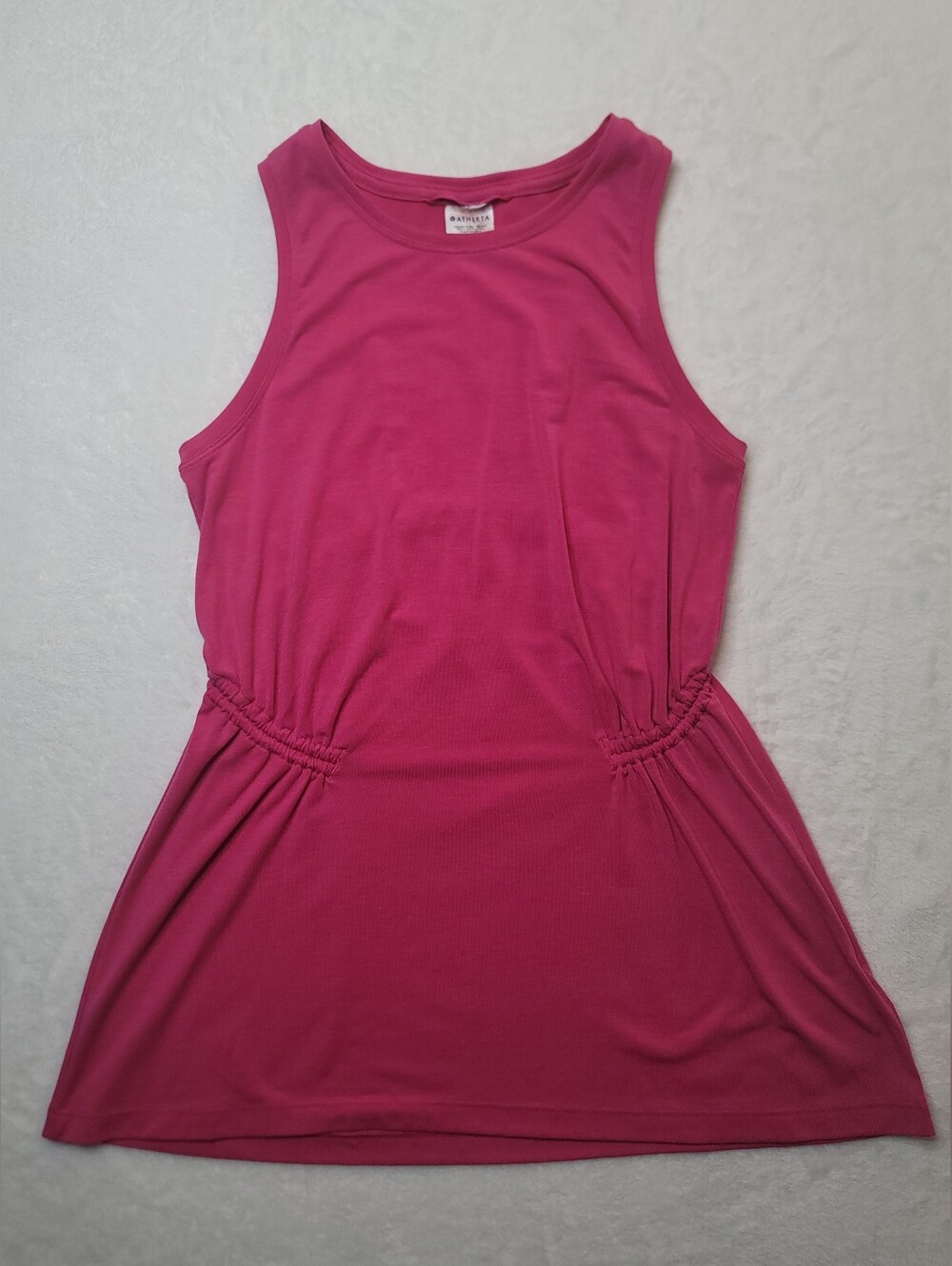 Athleta Air Out Cinch Tank Top Sz XS Salvia Pink Semi Fitted Long UPF 25+ Modal